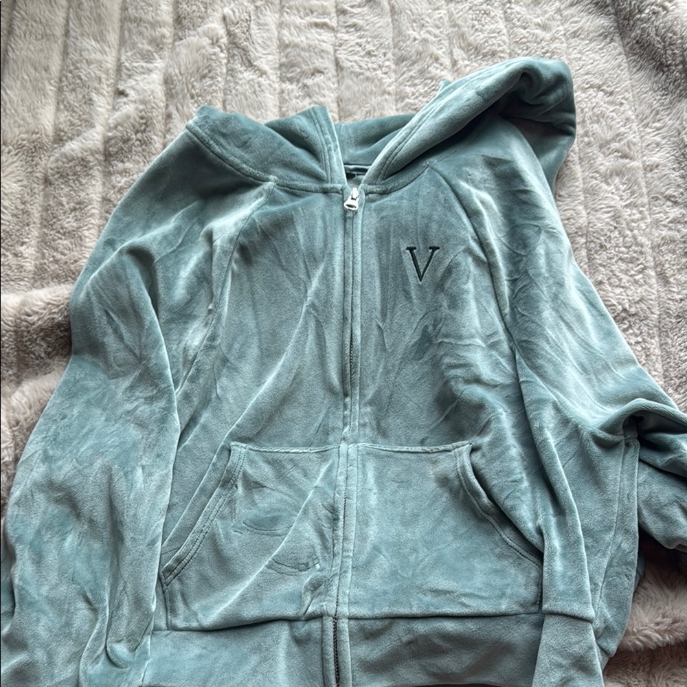 Teal Zip-Up Hoodie with Logo